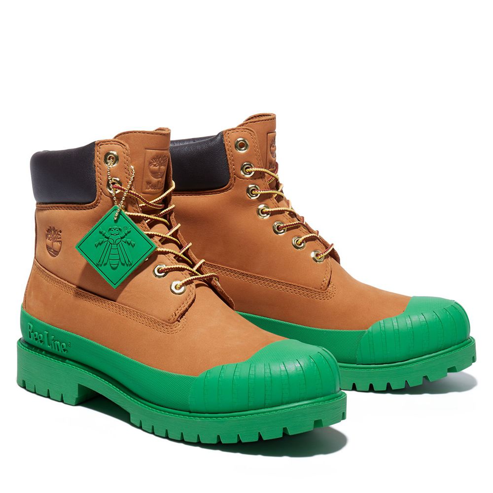 Botas Masculino - Timberland 6-Inch Bee Line X Impermeavel Rubber Toe - GKLCQ0819 - Marrom/Verdes